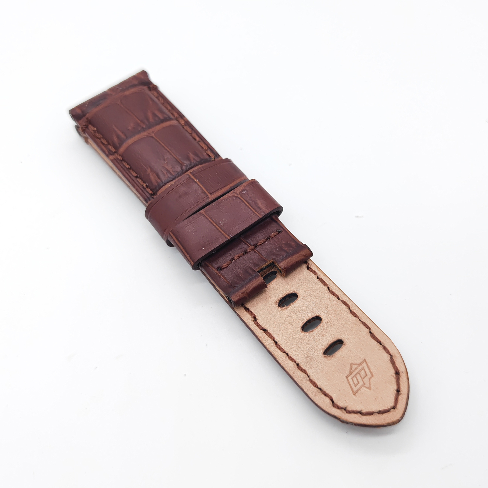 24mm Brown Calf Leather Deployment Clasp Strap For PAM RADIOMIR LUMINOR Watch