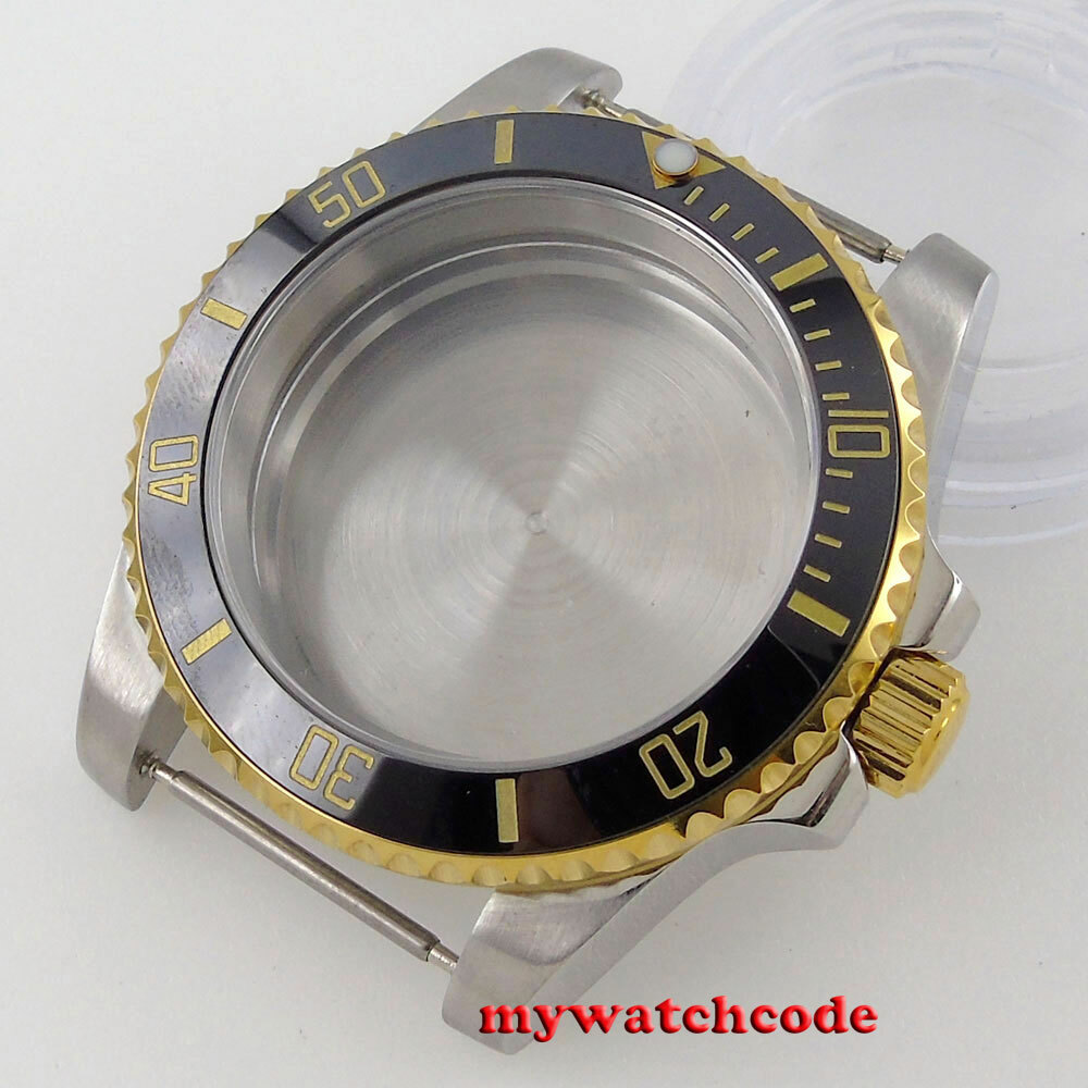 Two Tone 40mm Ceramic Bezel Sapphire Glass Watch Case fit NH35 NH36 2824 8215