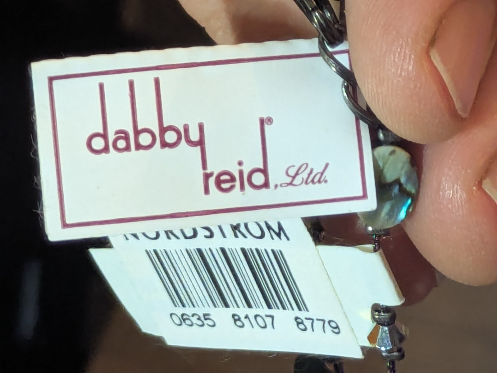 NWT Dabby Reid Nordstrom Abalone Paua Shell Pendant Crystal Necklace Made In NYC