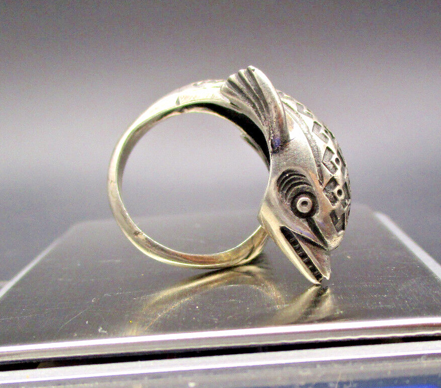 Silver Ring FISH 925 Sterling Designer Handmade Master Hallmarked RG 53