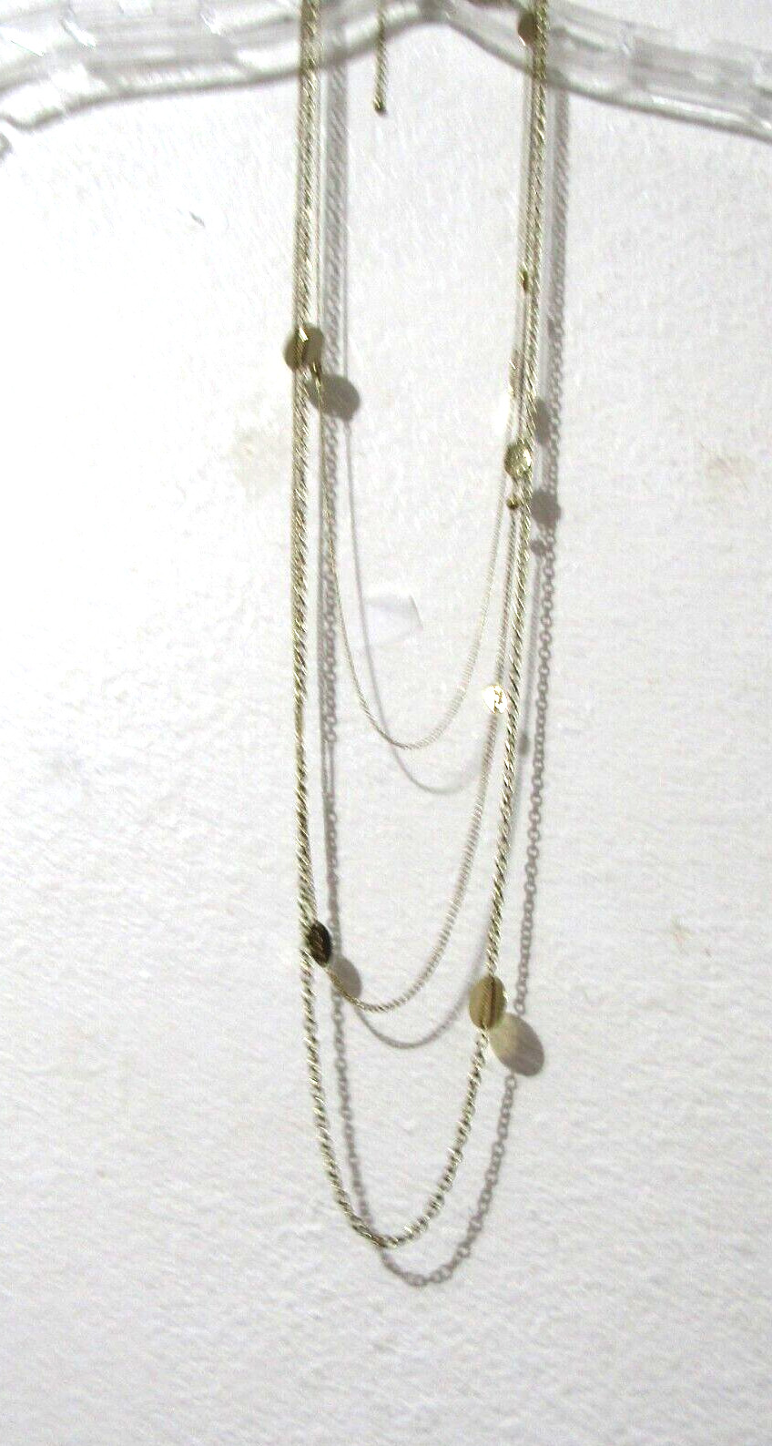 Gold Tone Triple Chain Station Necklace 7*32 to 34 inch