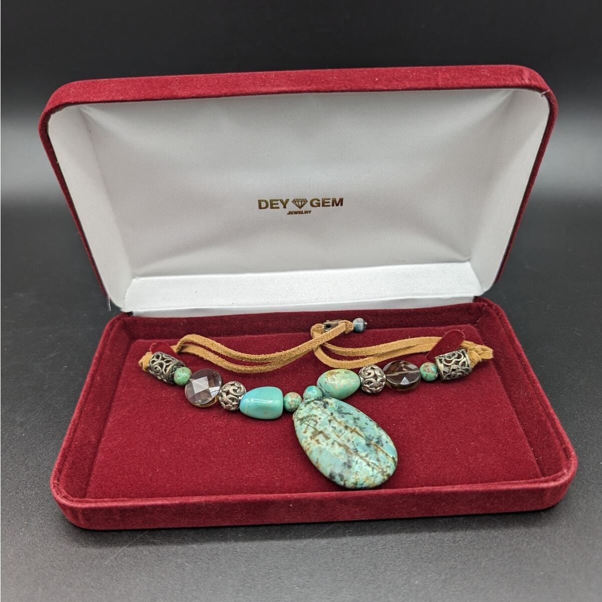 Necklace Earrings Set Dey Gem Jewelry Quarts Jasper Sterling Silver Box