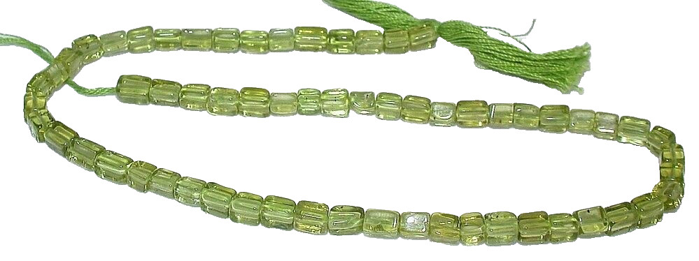 4mm To 5.5mm x 3mm to 3.5mm Peridot Custom Cut Square Rectangle Beads 16″ Strand