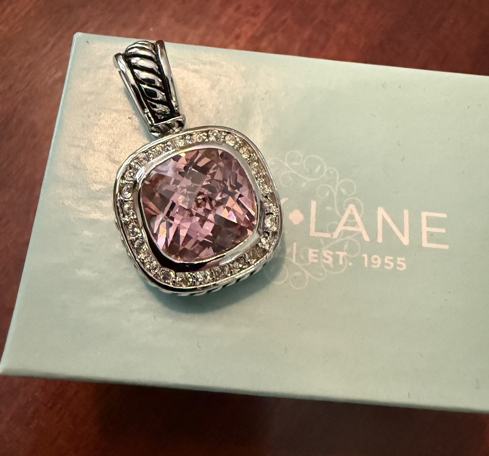 NIB Park Lane Pink Frost Necklace Charm/Enhancer Silver Tone Free Shipping