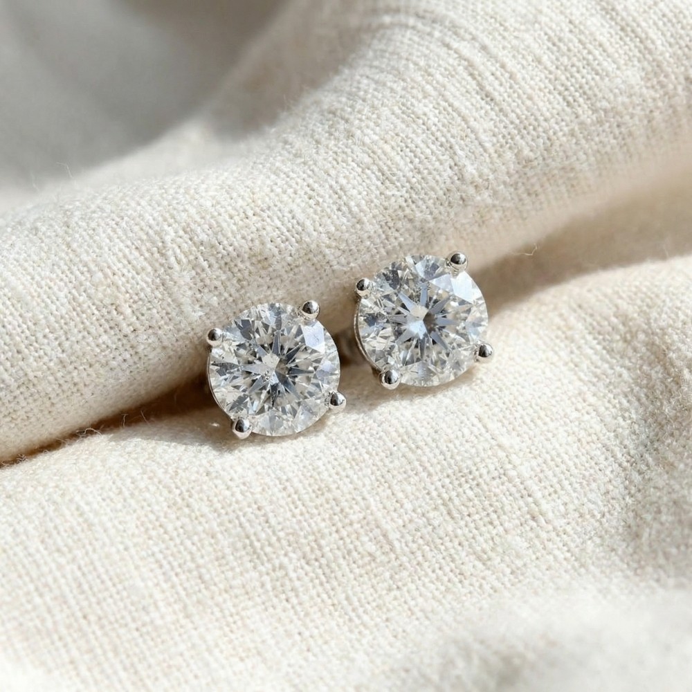 1/4 – 2 Ct T.W. Natural Diamond Studs in 14k White or Yellow Gold