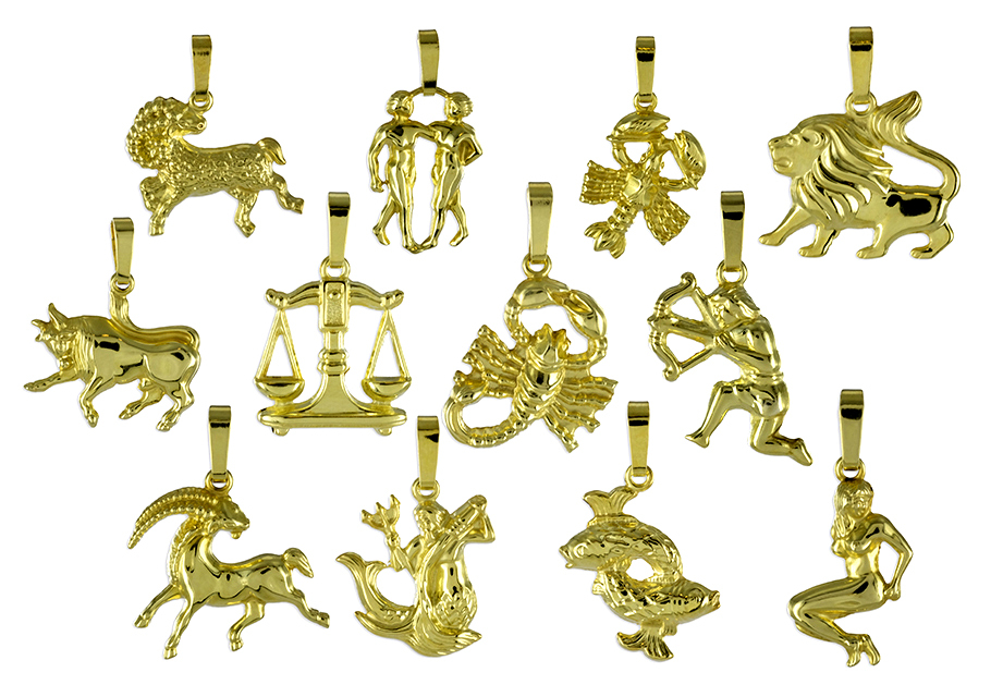 ECHT GOLD *** Anhänger Sternzeichen Tierkreiszeichen Zodiak 20 mm