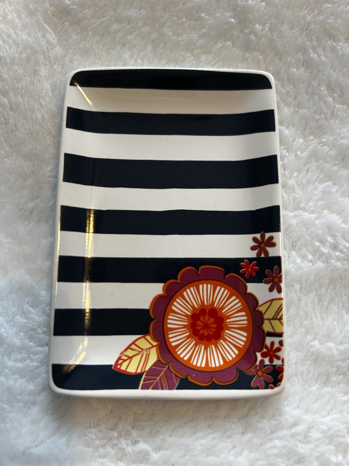 Thirty One Keepsake Tray in Cabana Stripe W/ Tropical Pop NEW