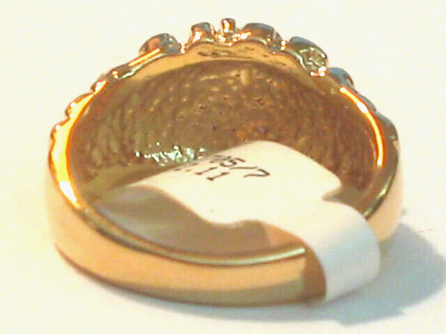 Men’s Gold Plated Stunning Nugget & Austrian Crystal Ring Dura-clad Size 8