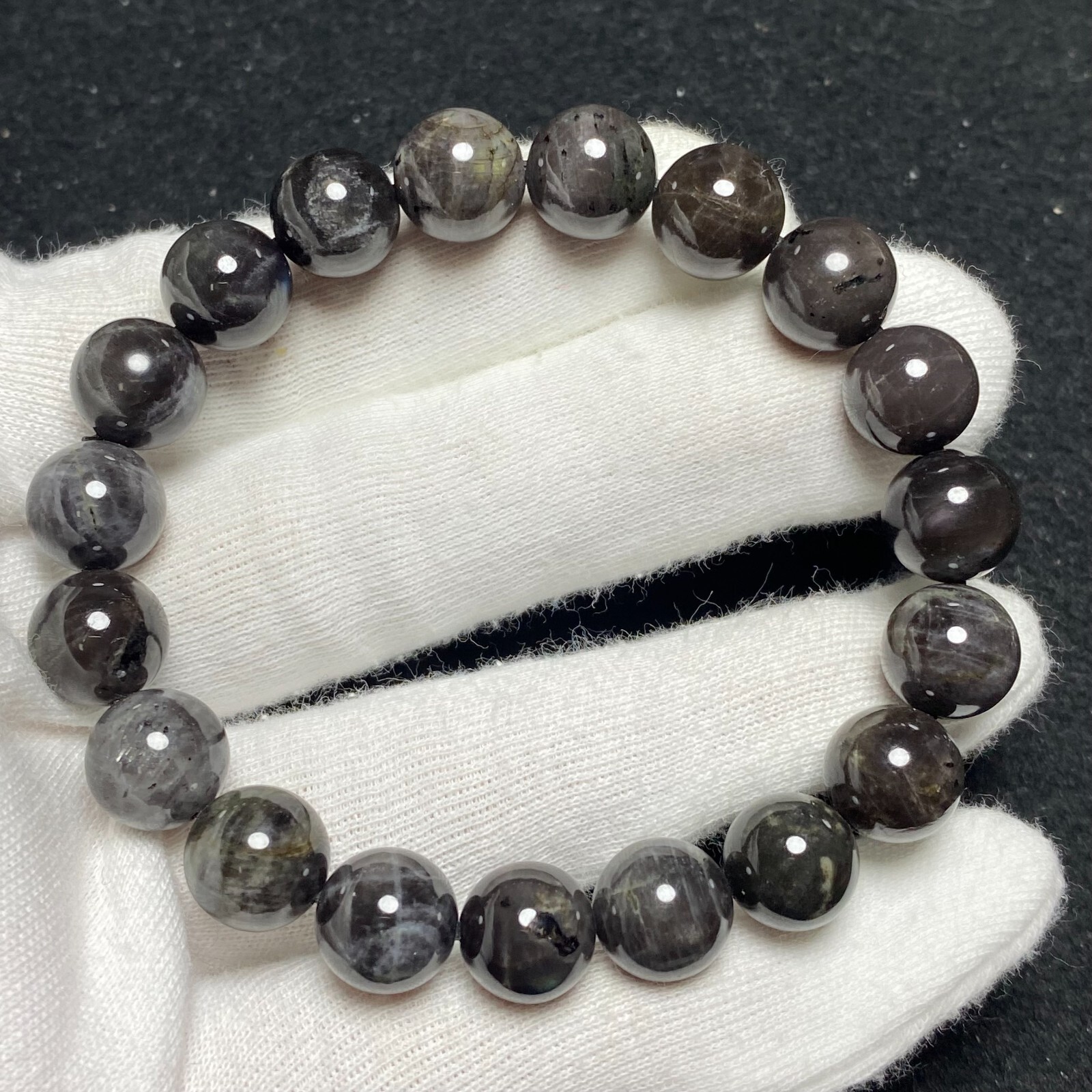 10.6mm Genuine Natural Golden Luck Stone Gemstone Round Beads Bracelet 1549