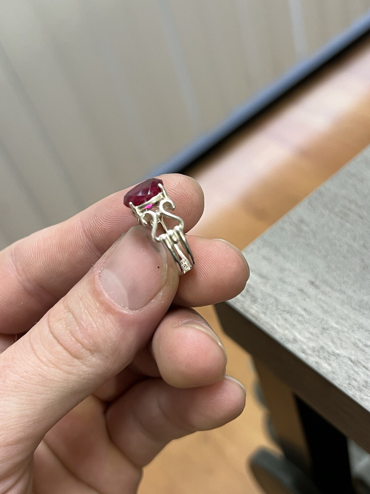 925 Sterling Silver Ruby Red Color Ring 3.2 Grams Size 5
