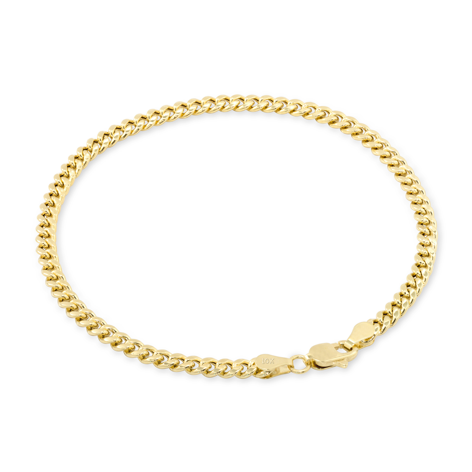 10K Yellow Gold 4mm Miami Cuban Link Chain Bracelet Men Women 7″ 7.5″ 8″ 8.5″ 9″