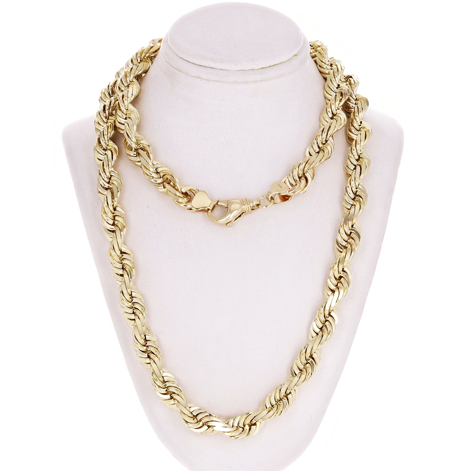 Men’s Solid 10k Yellow Gold Diamond Cut Rope Chain Necklace 28″ 9mm 162 grams