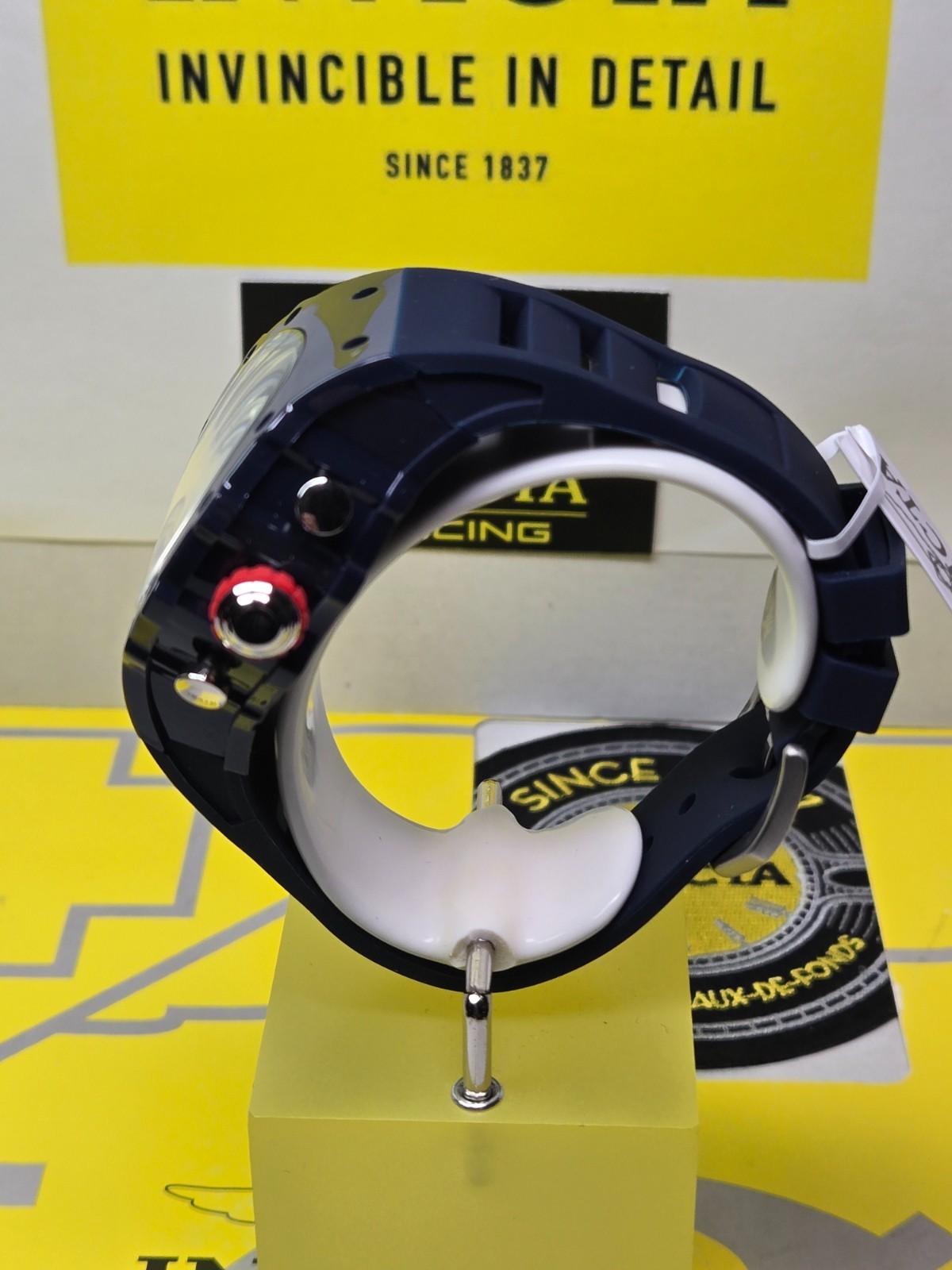 Invicta Racing Valyron Dark Blue/Yellow/Red 43.5mm Men’s Watch w/ Black Dial NEW