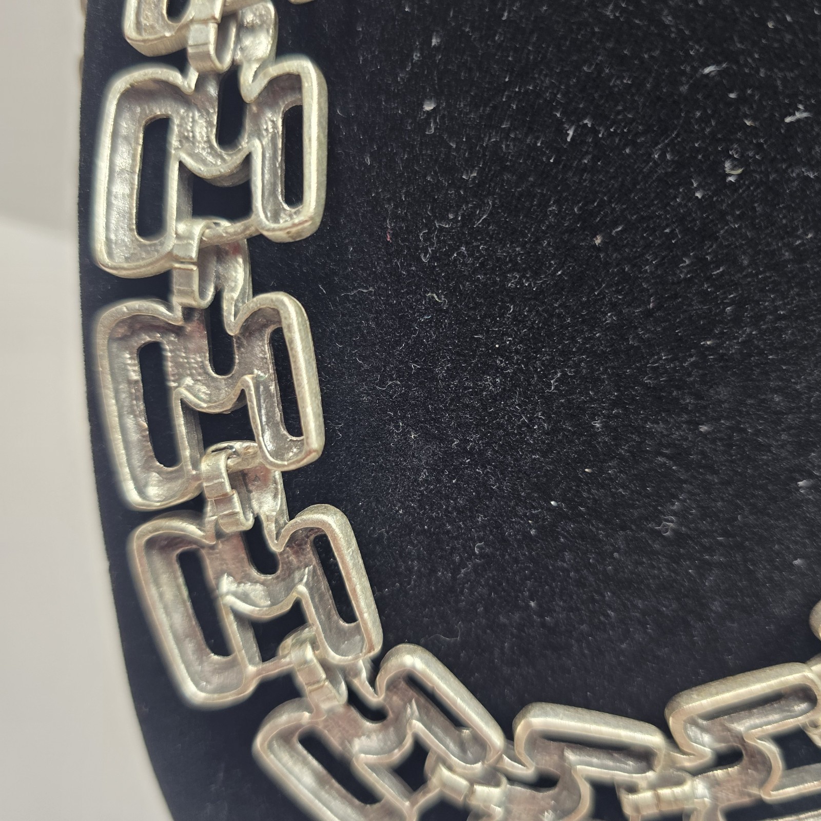 Geometric Statement Silver Tone Necklace Brutalist Mid Century Modern Style