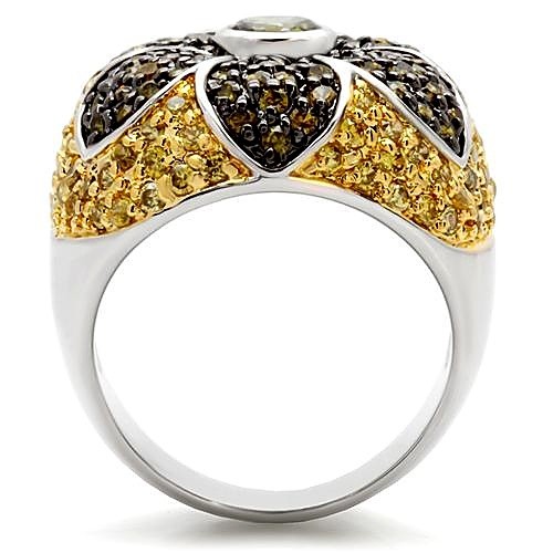 Women’s Flower Cocktail Ring, Multicolor CZ, Rhodium, 14K Gold & Ruthenium Pl…
