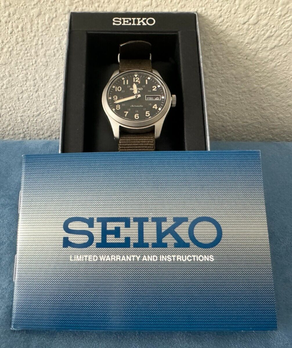 Seiko 5 Sports Collection Black Dial Aviator Style Watch for Men SRPJ85