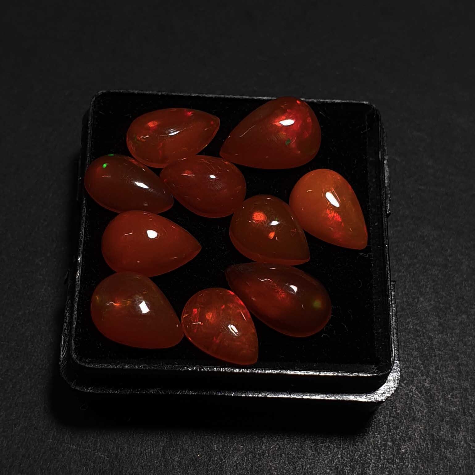 Natural Orange Opal Pear Cabochon Loose Gemstone Lot 6*8-6*10 MM 7.6 CT 10 Pcs