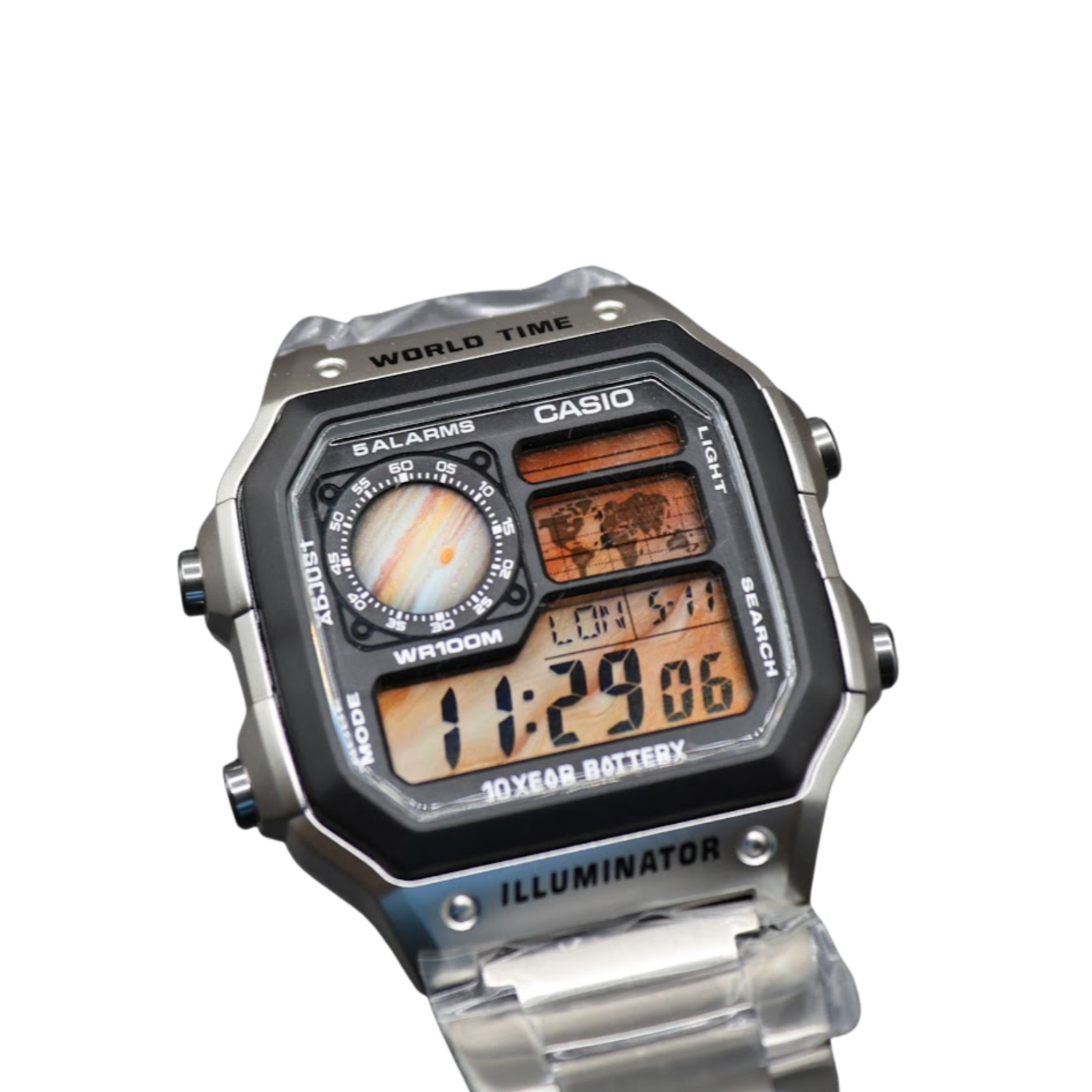 CASIO AE-1200WHD Royale World Time Watch Mod Jupiter Display
