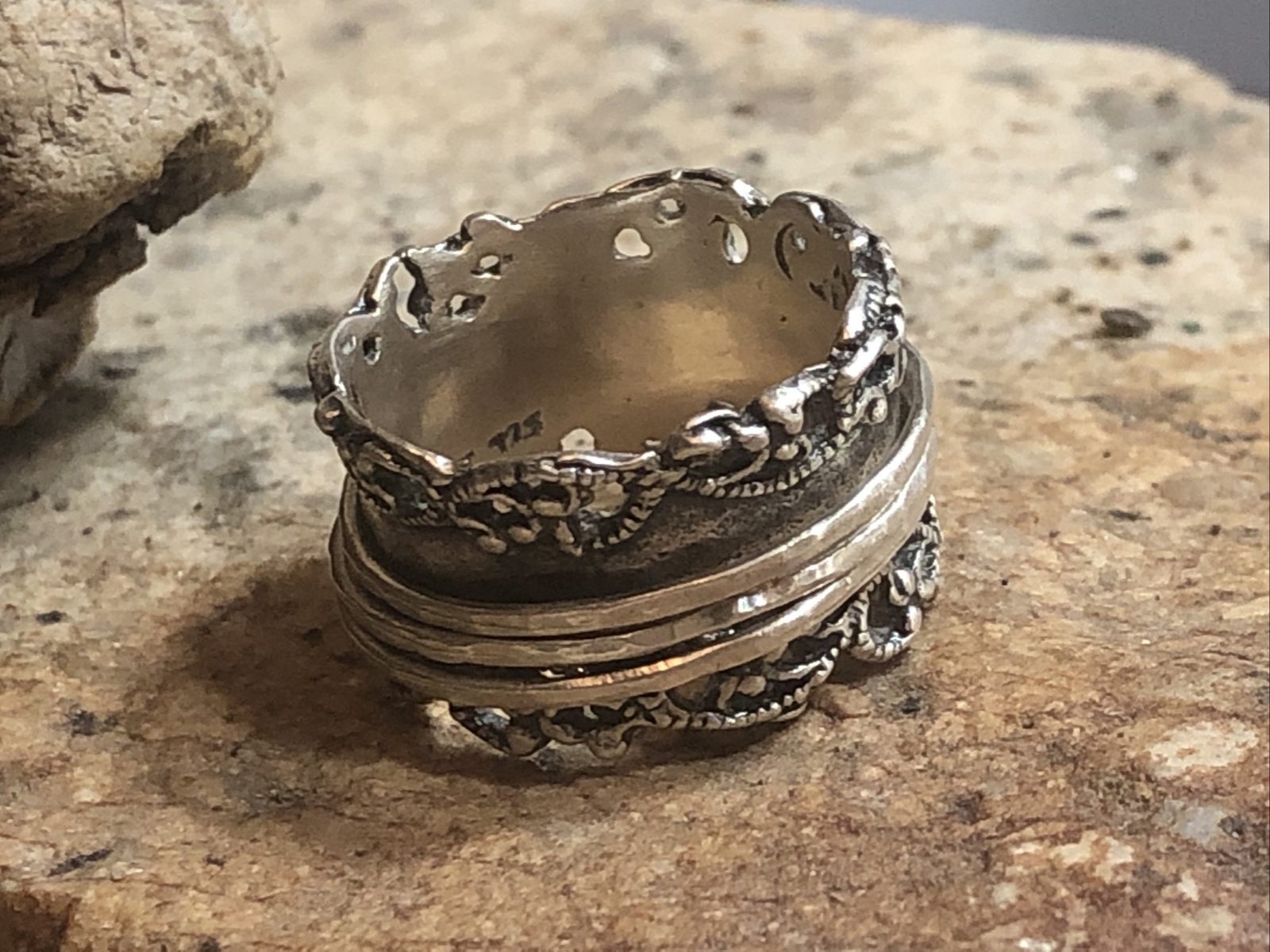 PZ Paz Creations 925 Sterling Spinner Swirl Open Work Ring 8.8g, 8s ISRAEL