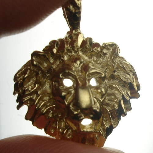 14K gold plated LION HEAD radiant mane face Bracelet CHARM Necklace Pendant fob