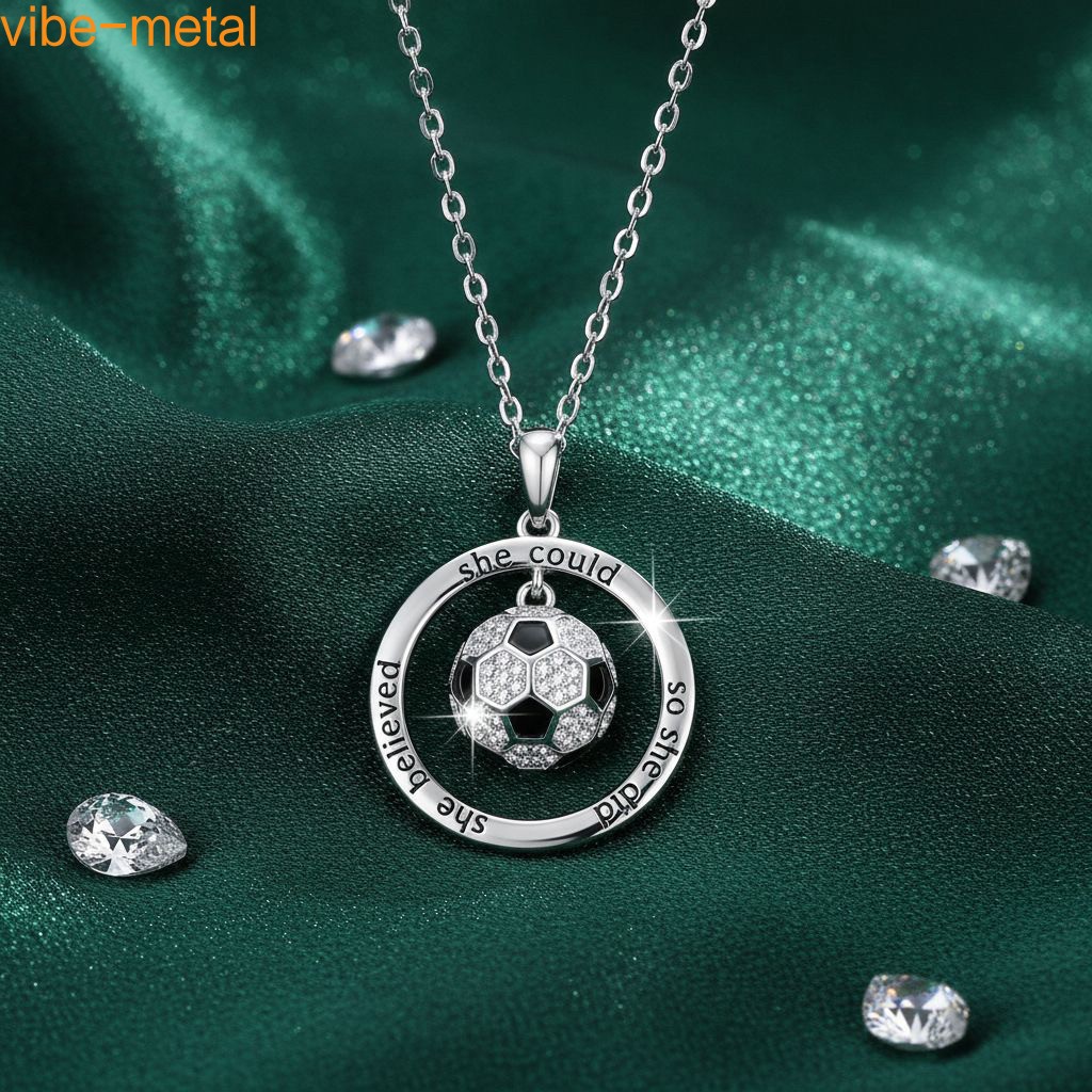 Alloy‑Plated Soccer Ball Pendant Cross Necklace Women Gift for Football Fans