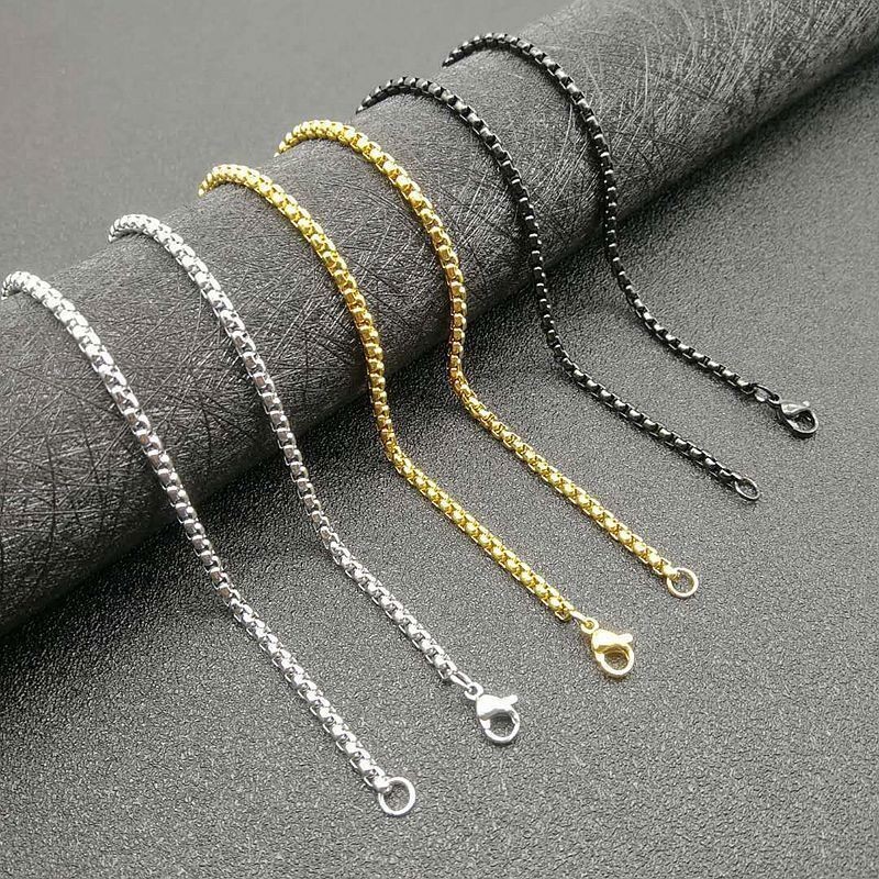 Pure Titanium 3mm Width Square Box Chain Anti-allergy Ultralight Necklace Unisex