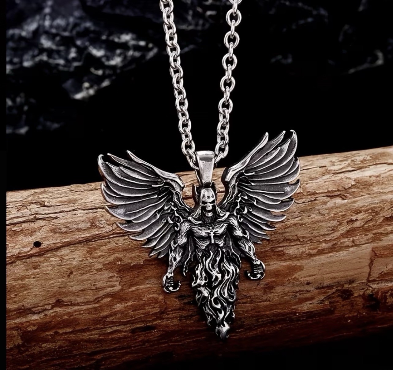 Men’s 316L stainless steel necklace with “Messenger of Hell” pendant, 60cm Chain