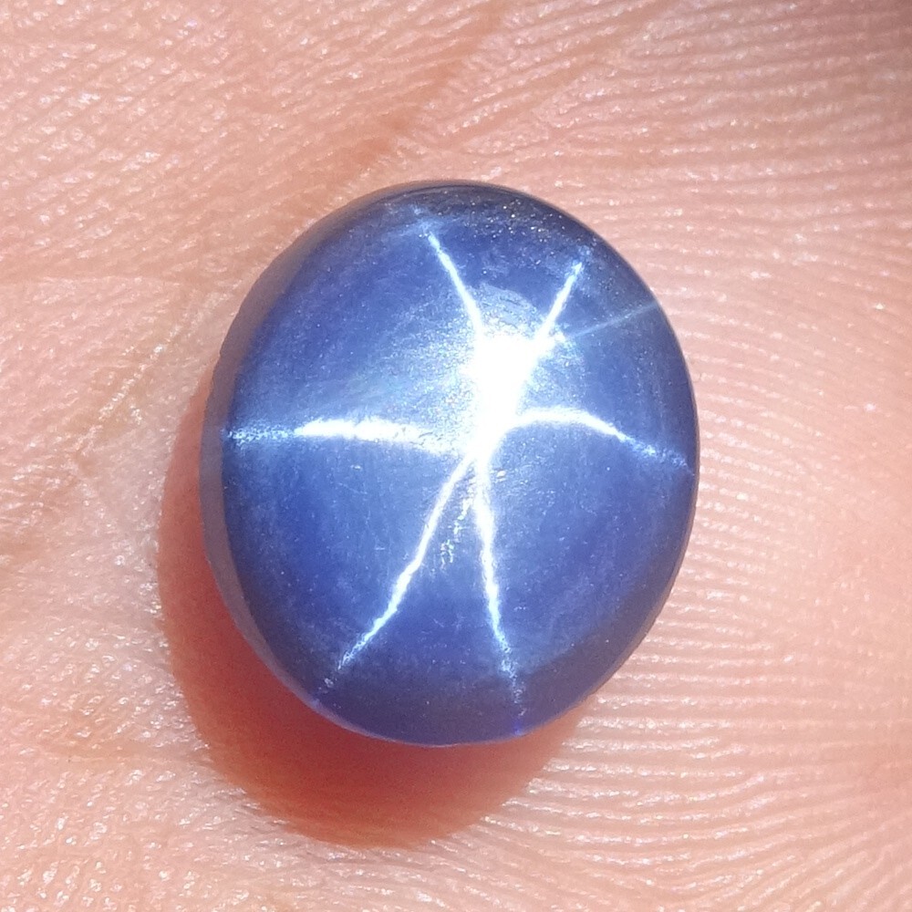 Rare 8.30CT 10X14X5mm Natural Six Rays Blue Star Sapphire Oval Cabochon Gemstone