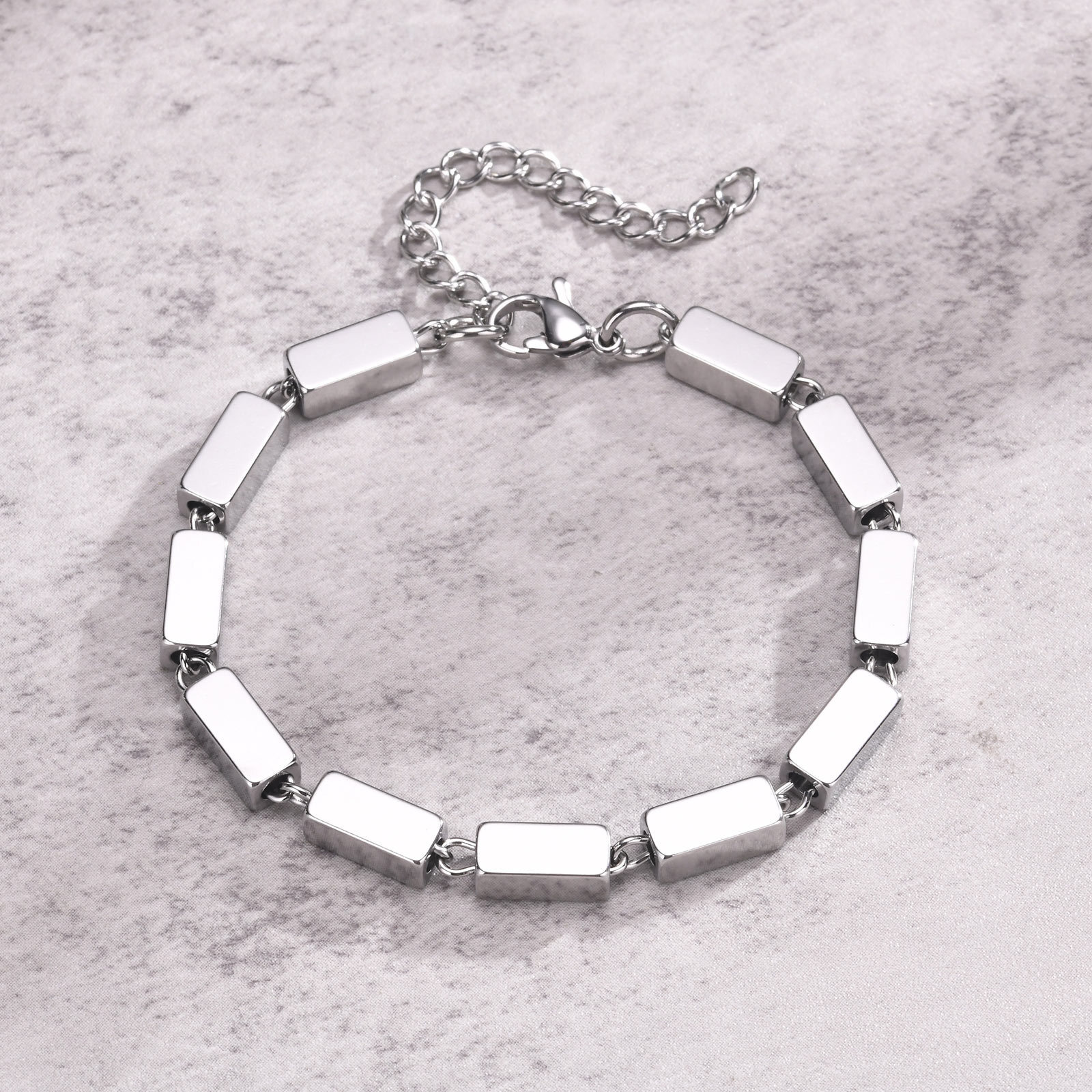 7″-9″ Silver Black Chain Bracelet Retro Men’s Stainless Steel Engagement 18-23cm