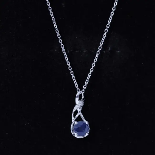 Natural 1 Carat Blue Sapphire Infinity Necklace with Silver Chain