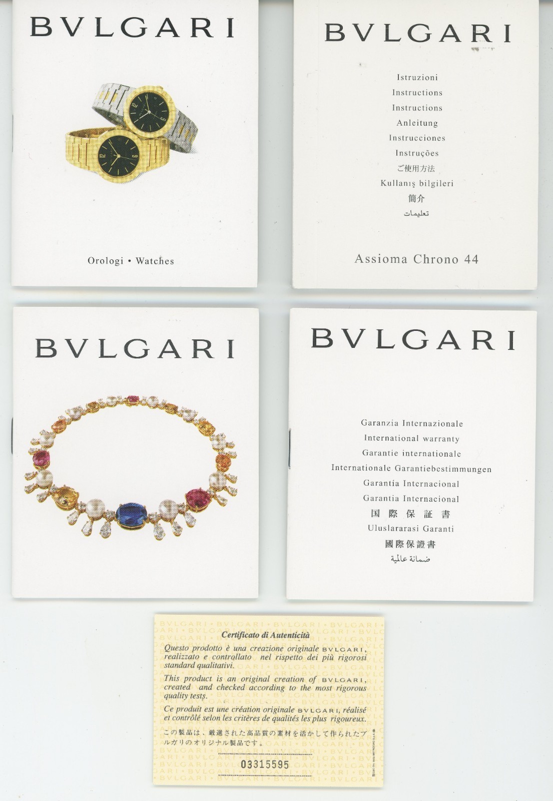 Bvlgari Assioma Chronograph 44 Instruction Booklets and Certificate