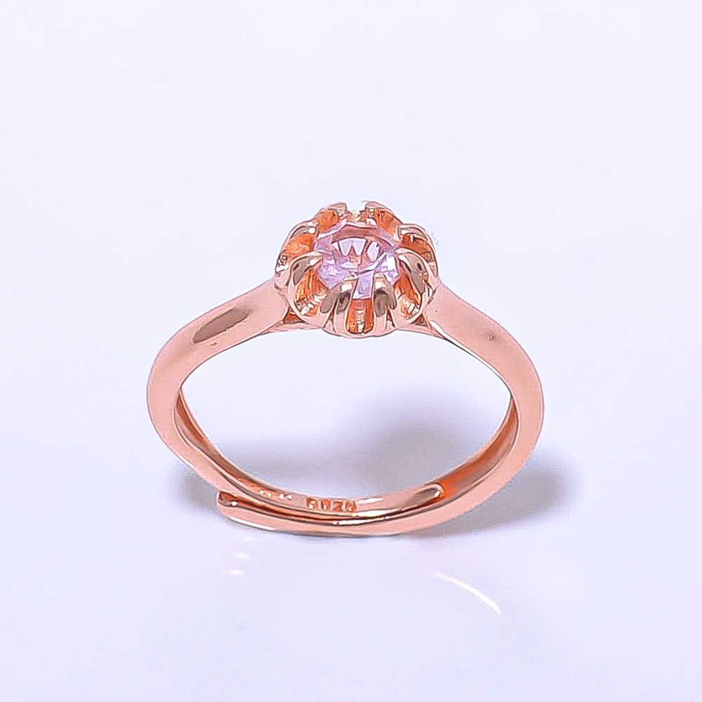 Rose Quartz Gemstone Rose Gold Plated Ring Adst (122)