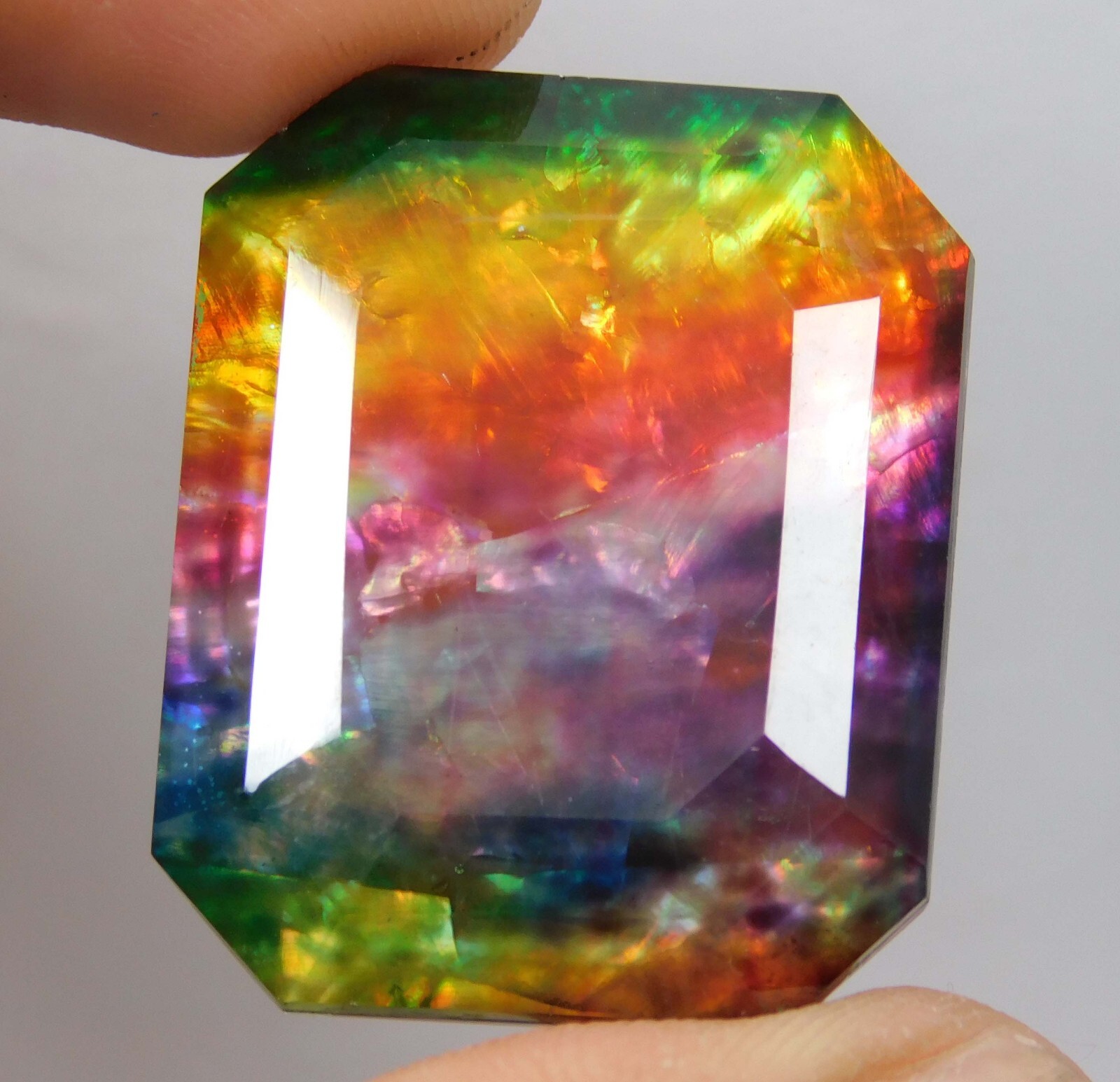 53.00 Ct Natural Ammolite Emerald Opal -Like Organic Doublet Rare Loose Gems