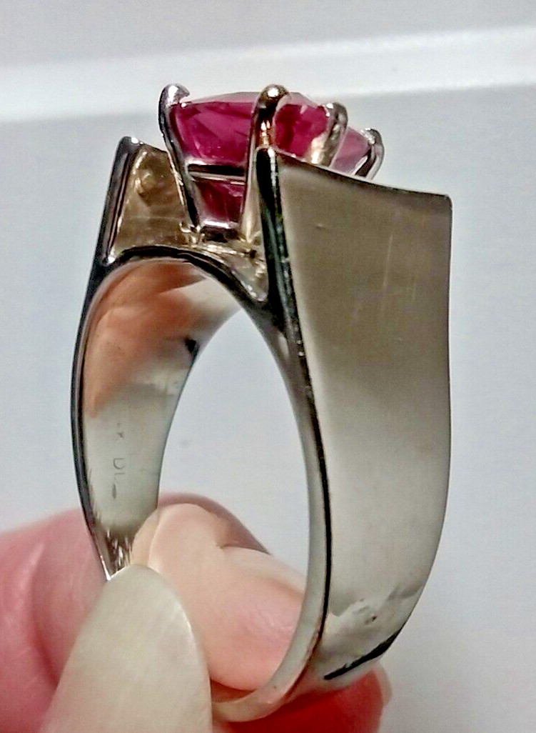 Natural 2.29 Ct Pink Tourmaline, 14 Kt White Gold Cathedral Mounting, Wt. 9.7 gm