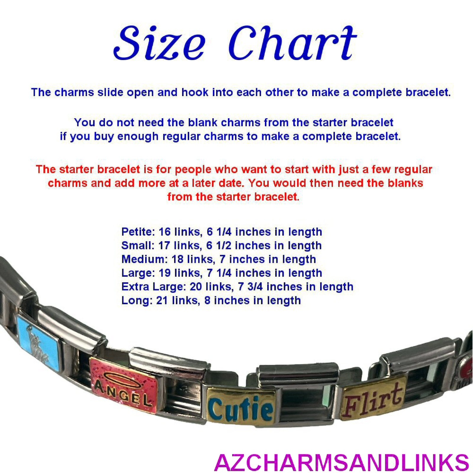 Italian Charms Gold Letters A-Z Italian Modular Charm Links for your Bracelet