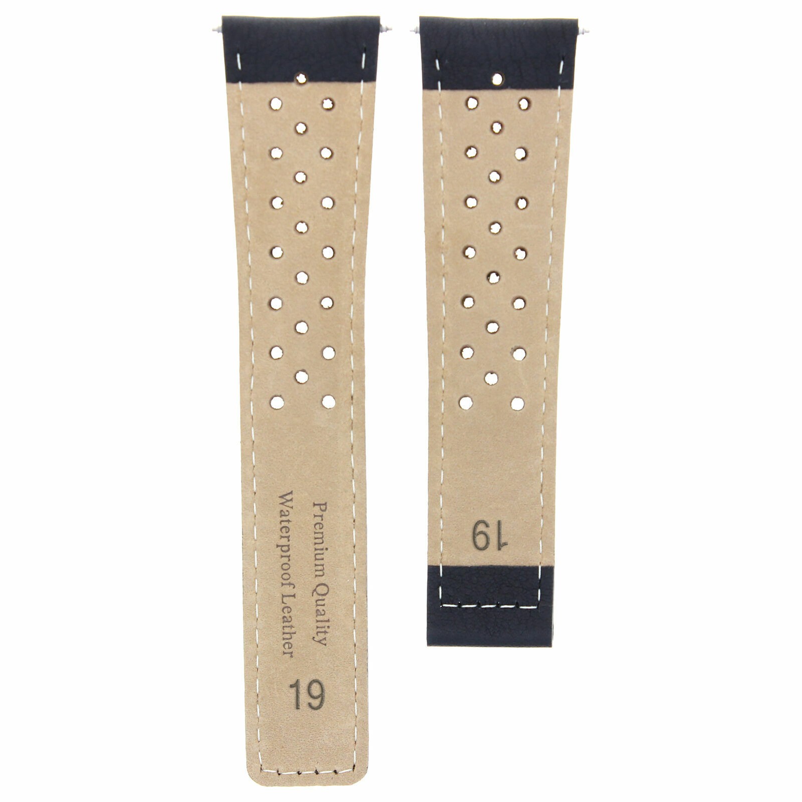 19-20MM LEATHER WATCH BAND STRAP UNIVERSAL MATTE DEPLOYMENT CLASP TWO-PIECE