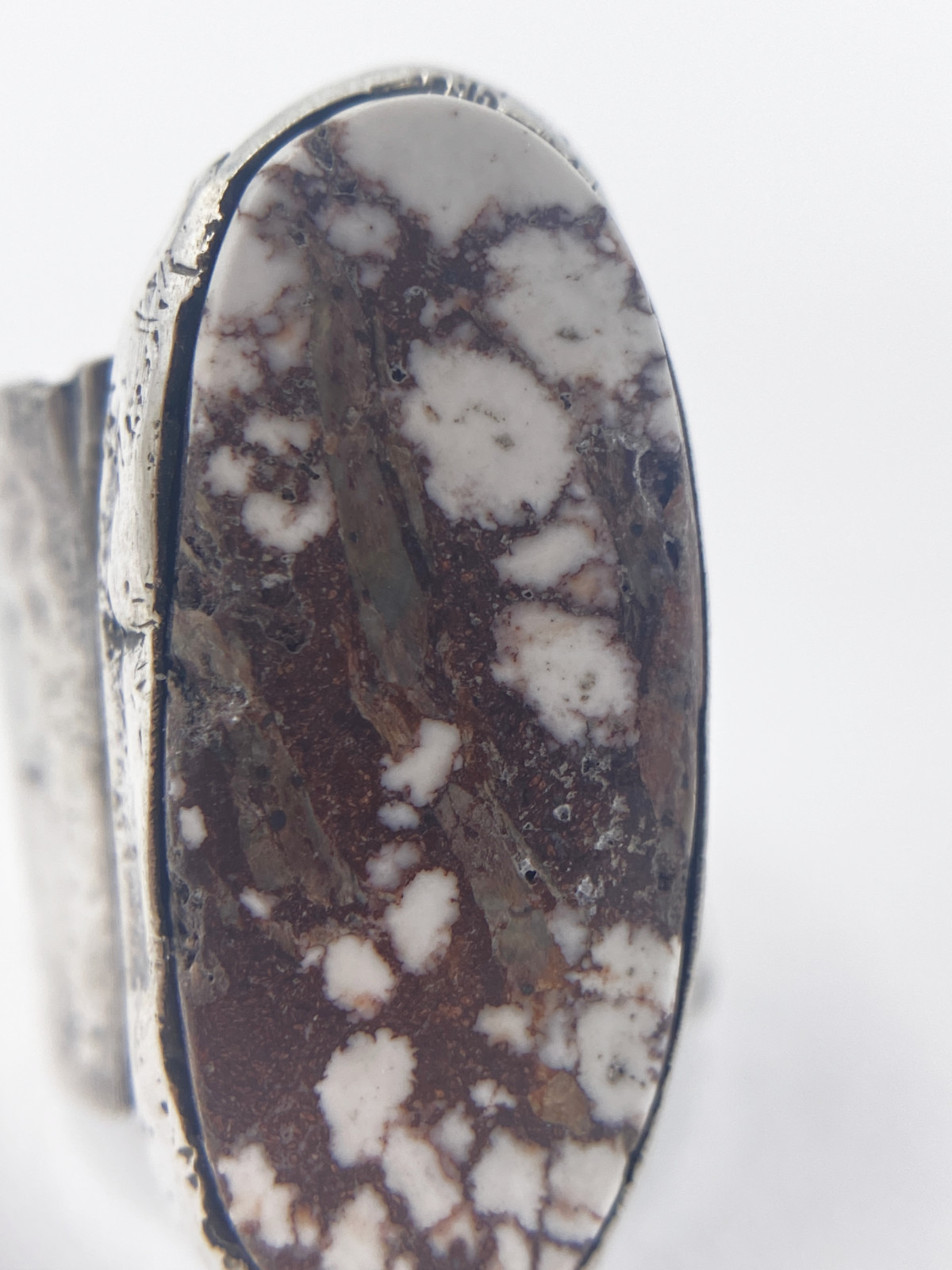 Wild Horse Jasper Sterling Silver Statement Ring Size 5 Brown White Artisan