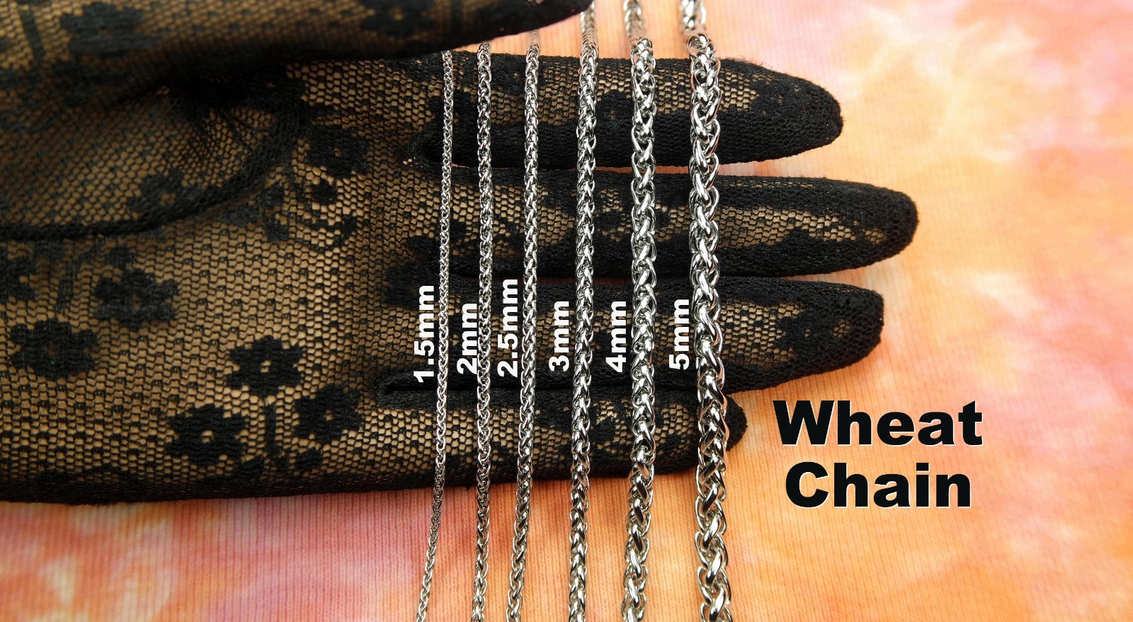 3mm Wheat Chain Necklace Pure Stainless Steel 14-50″ Custom Length Chain nb
