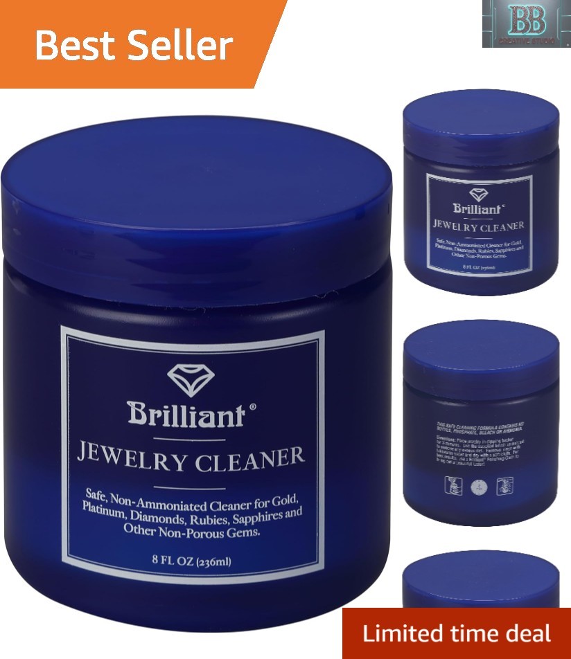 Clear Brilliance Jewelry Cleaner – 8 Fl Oz Non-Toxic Formula for Precious Gems