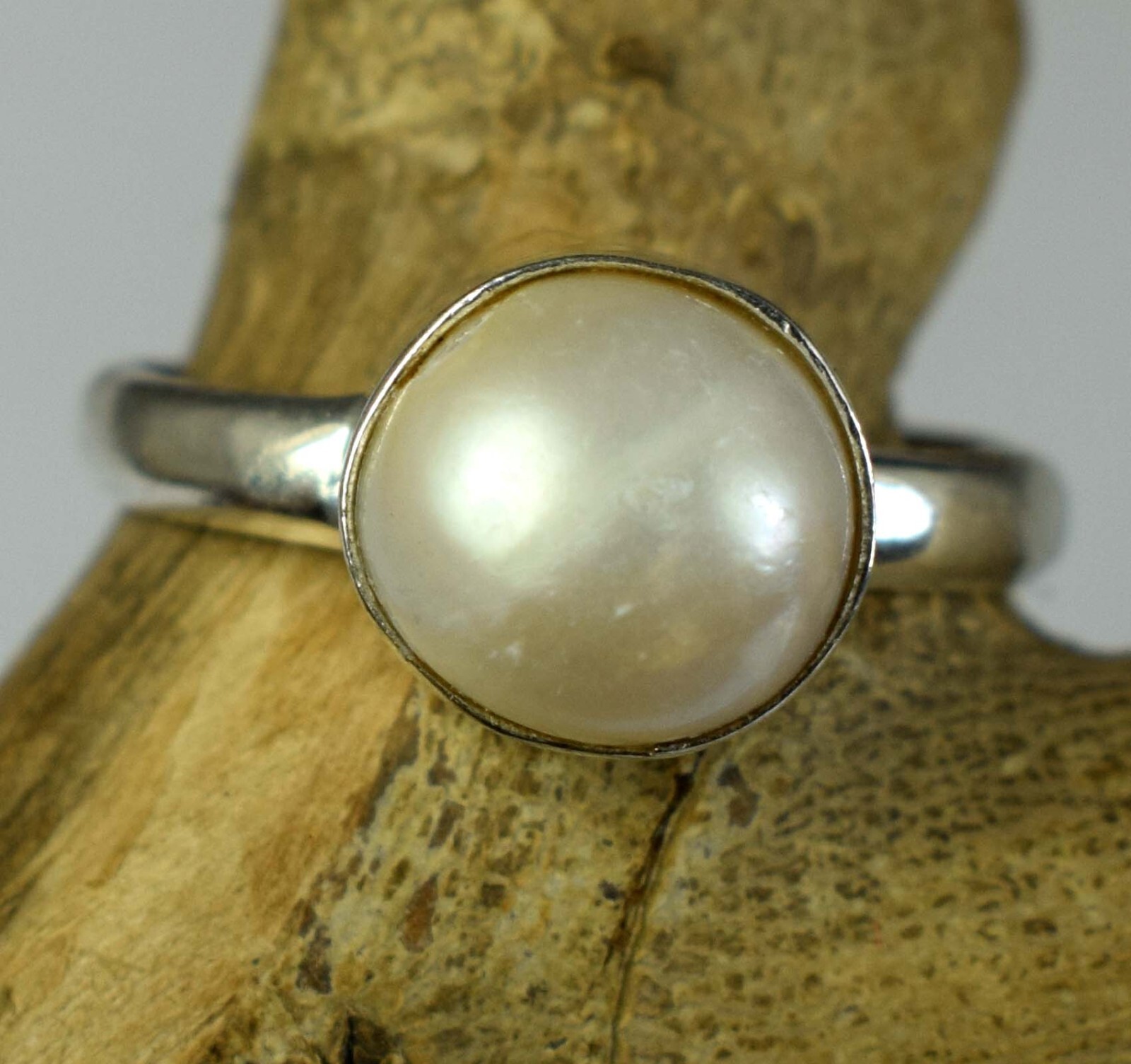12.60 Ct Natural Tahitian White South Sea Pearl Round Gems Men’s Ring