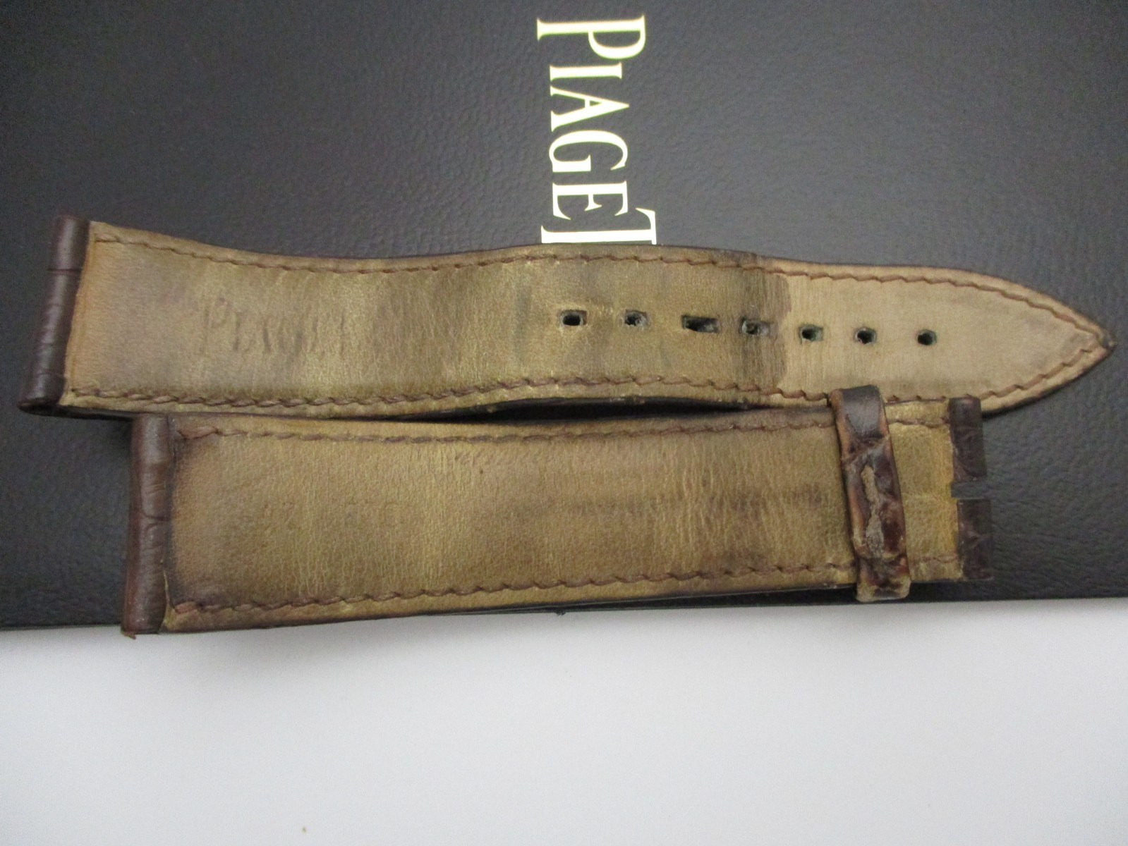 PIAGET 21mm x 18mm Brown Reptilian Leather Watch Band Straps 115mm & 85mm Long