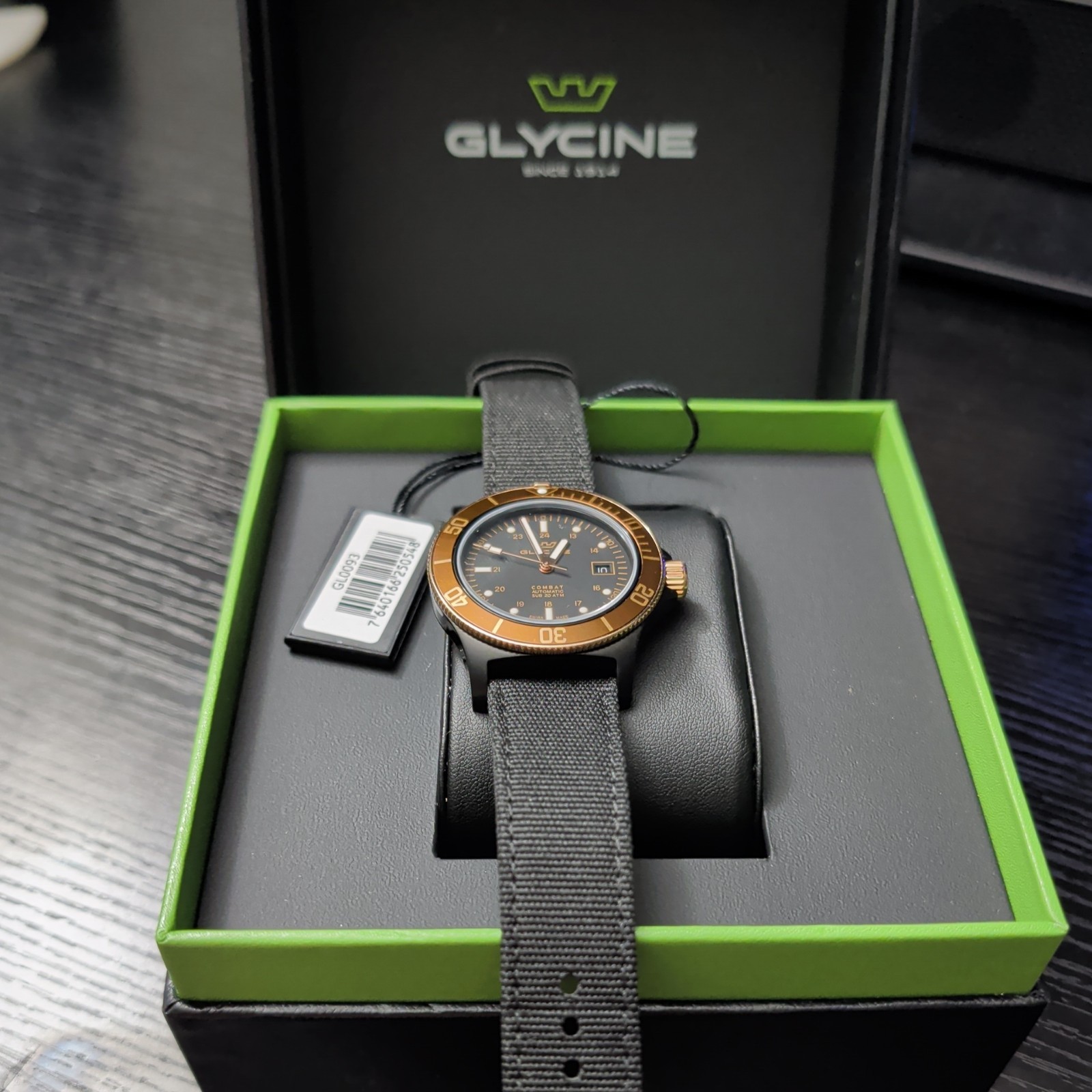 Glycine Combat Sub Automatic Black Dial Men’s Nylon Watch GL0093