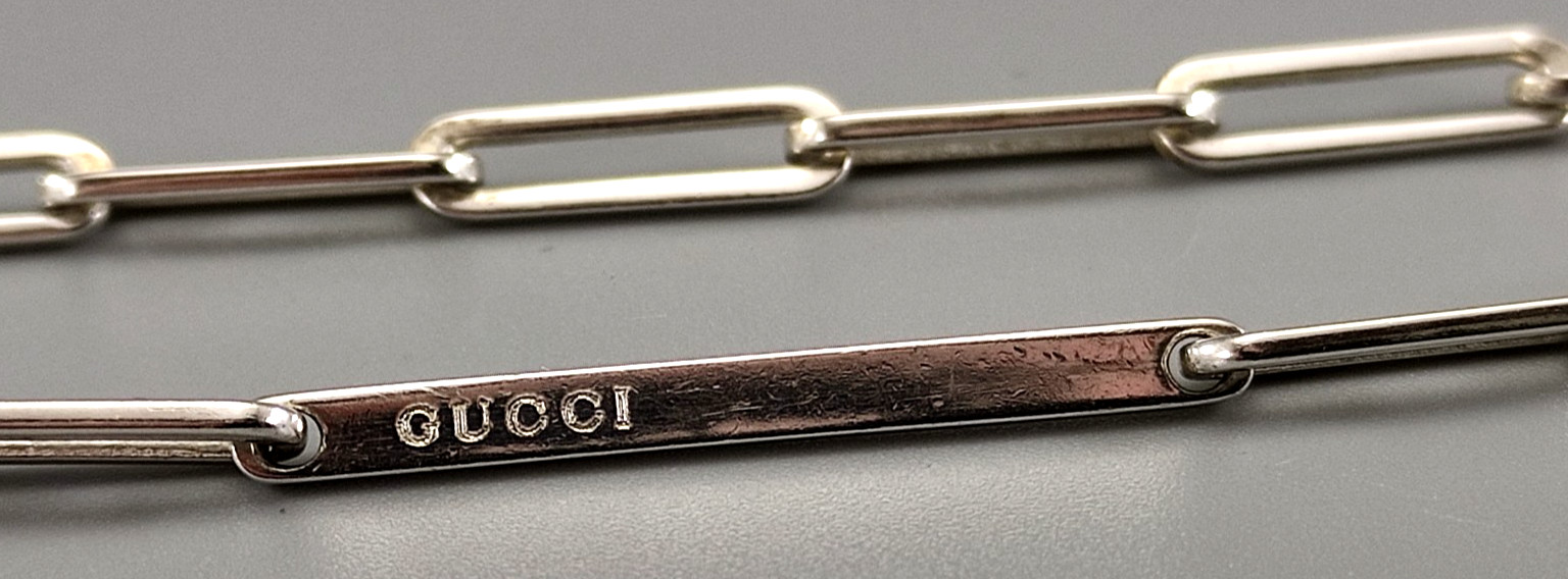 Gucci Sterling Silver 925 Chain Link Bracelet 18.5cm 4mm Light Weight 5.3g
