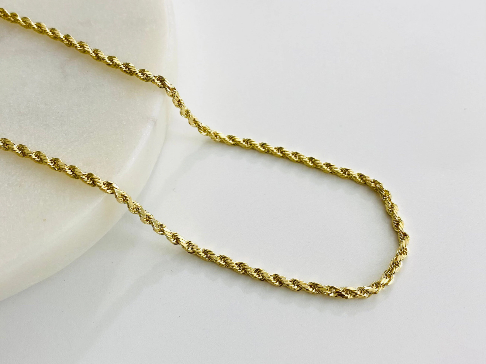 10K SOLID Gold 2mm Rope Anklet Bracelet, 10K Real Gold Anklets 9 – 10 inch-GA17