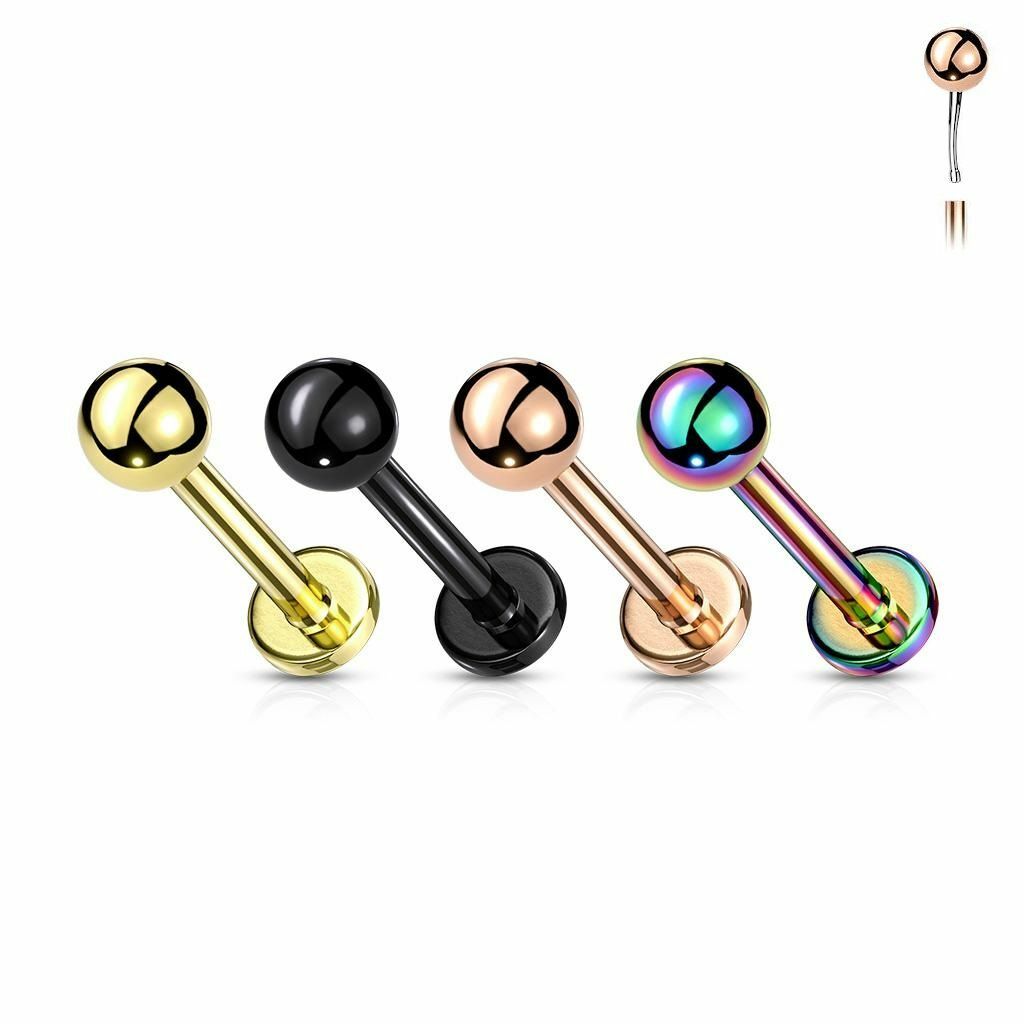 Threadless Push-In Top Ball 16G Labret with Flat Back 20ga 18ga 16ga Sold Each