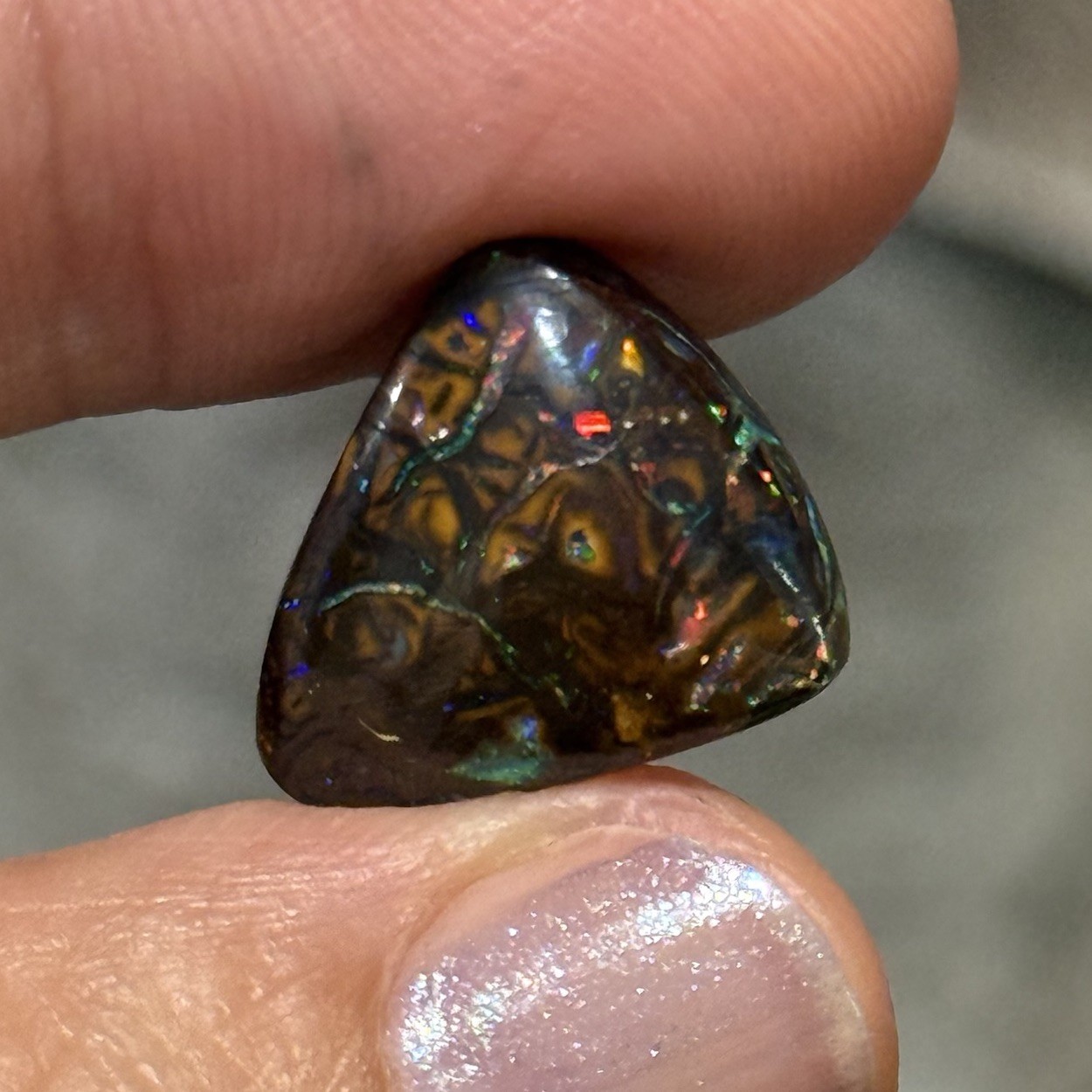 10.2ct 15.6×14.5×5.2mm Colorful Australian Koroit Boulder Opal Cabochon Gem