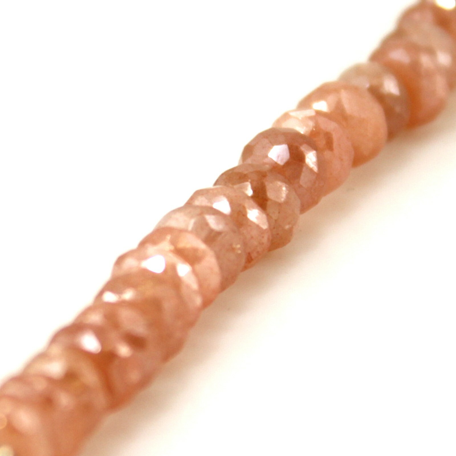 Natural Gemstones Peach Moonstone Faceted Rondelle Bead 4x3mm 14″ Jewelry Making