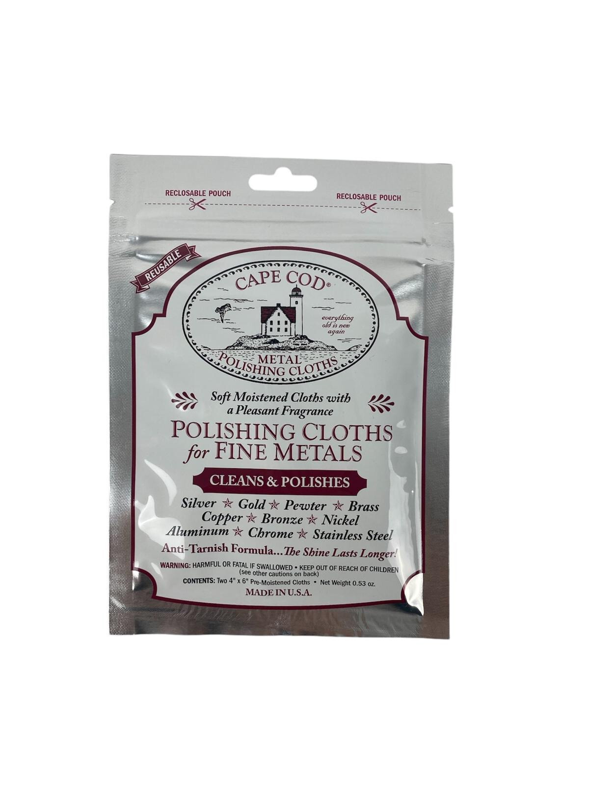 Cape Cod Polishing Cloths for Fine Metals, 2 Clothes Inside, Polish Watches