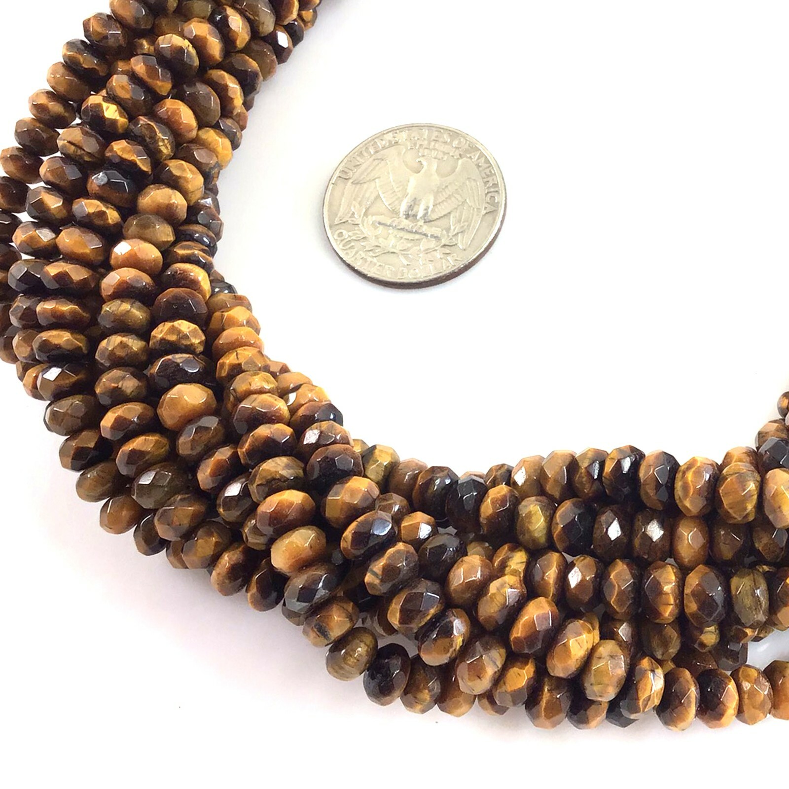 High Quality Yellow Tiger eye Faceted Rondelle Beads 15″ strand 4mm 6mm 8mm 10mm