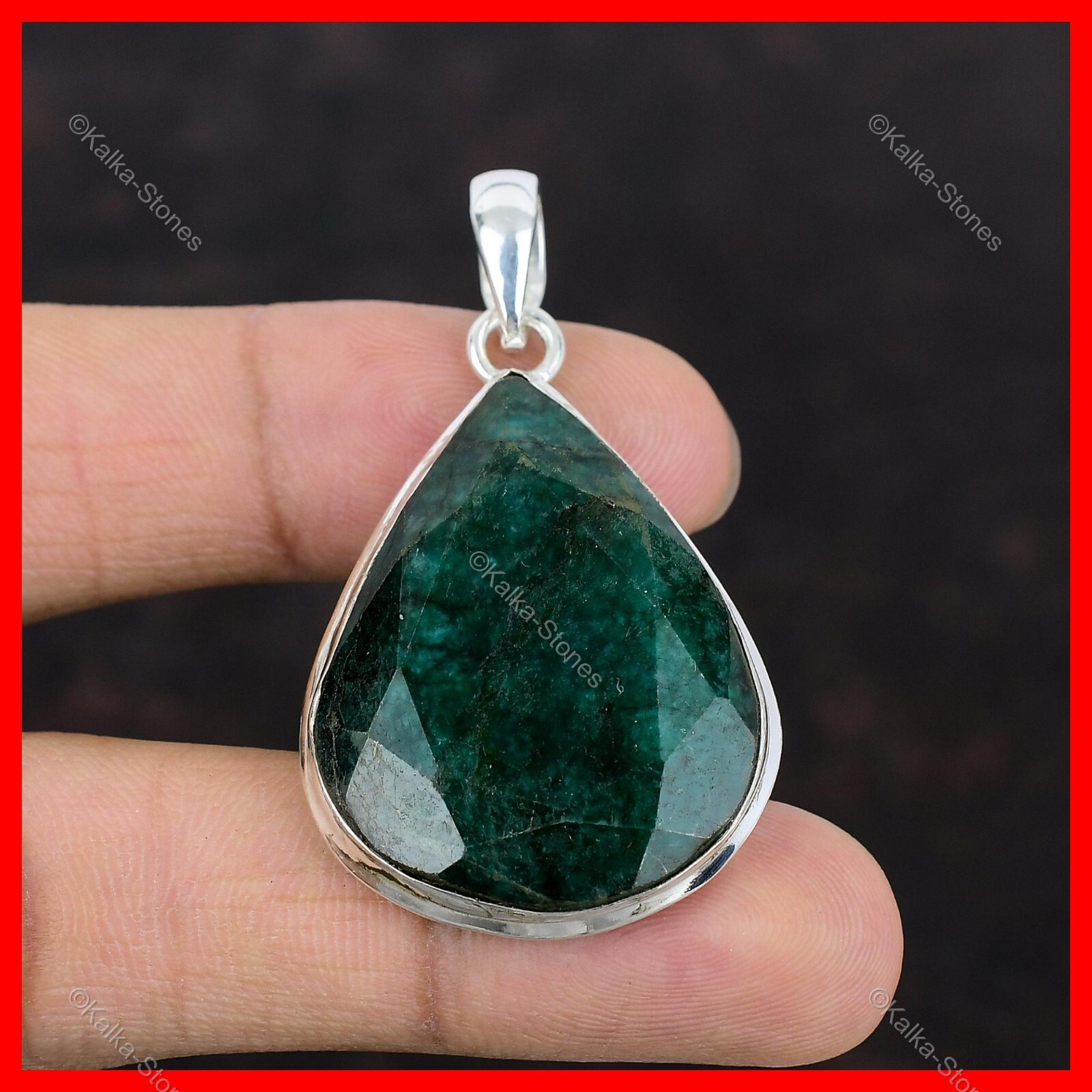 925 Sterling Silver Natural Zambian Emrald Halloween Gift New Pendant Jewelry